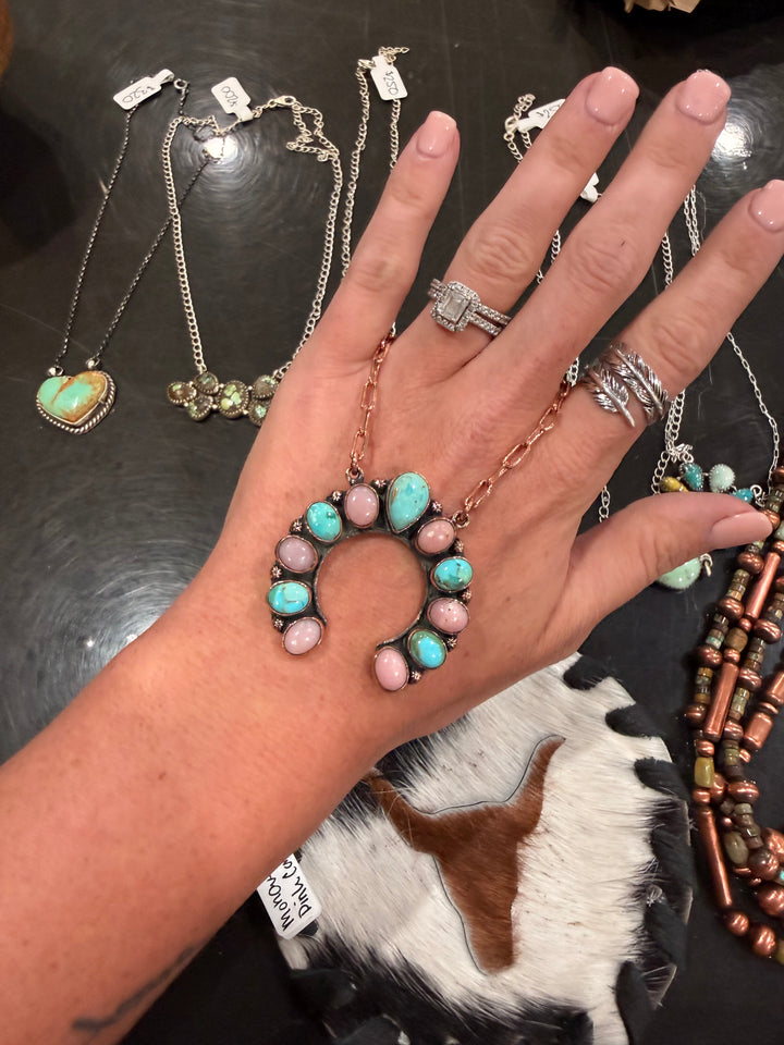 Mohave & Pink Conch Copper Necklace