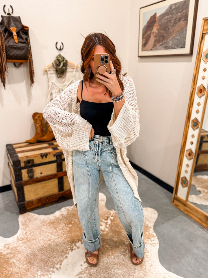 Reagan Crochet Cardigan: Cream