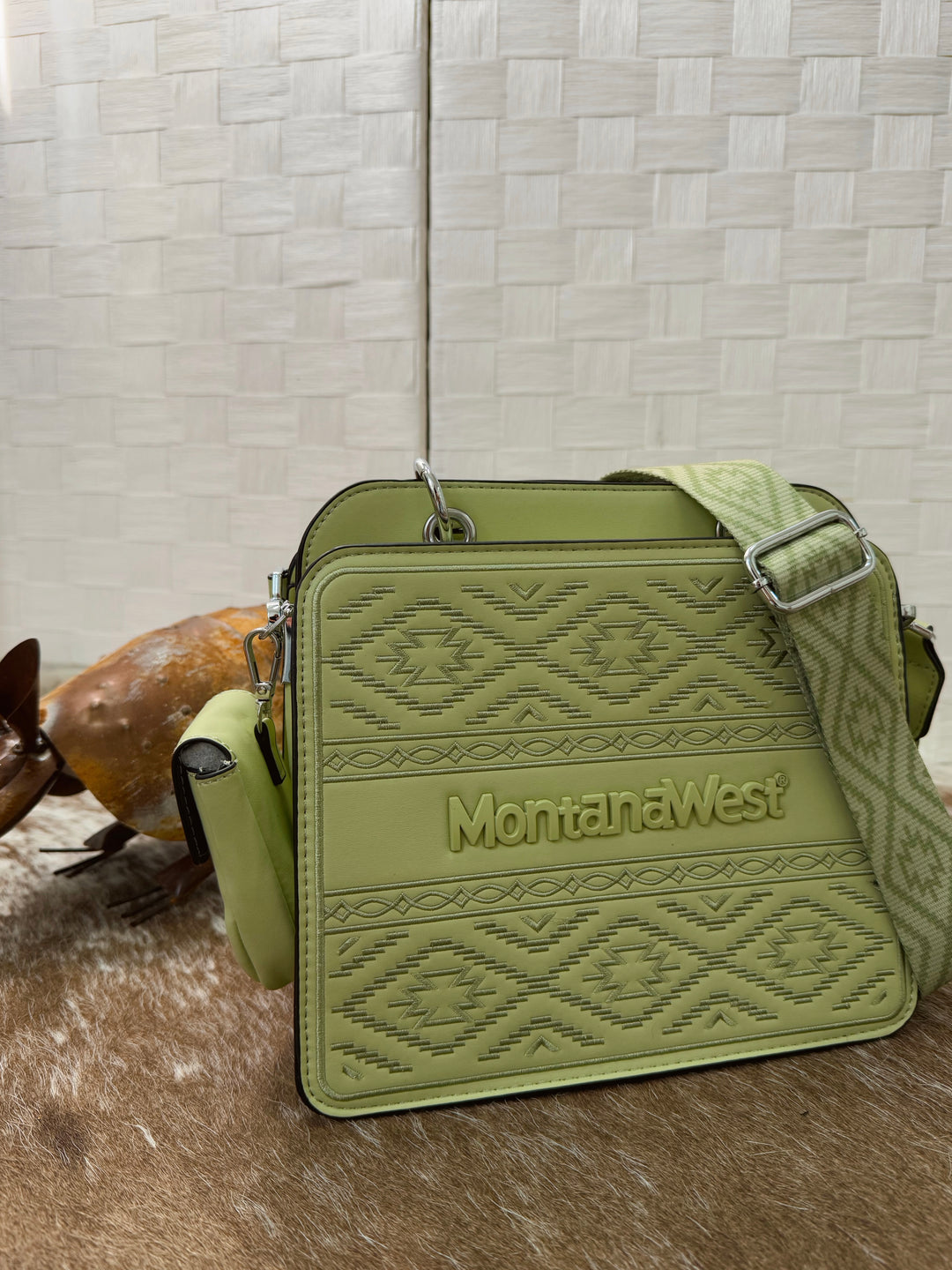 Montana Retro Aztec Tote Crossbody Bag: Sage