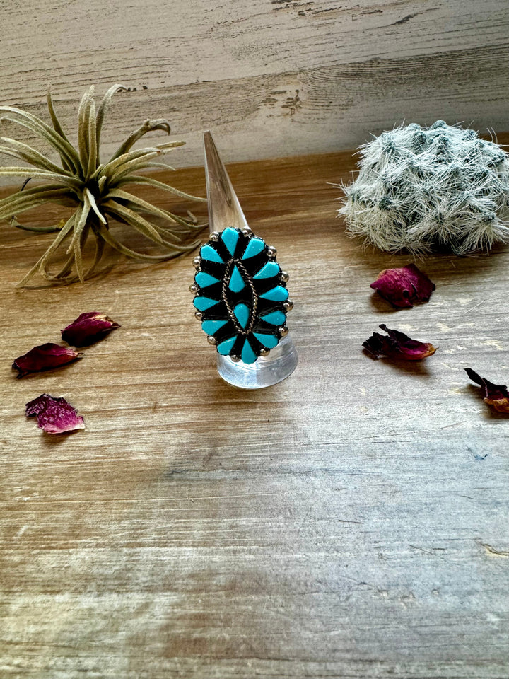Kingman Turquoise Cluster Ring - 8.5