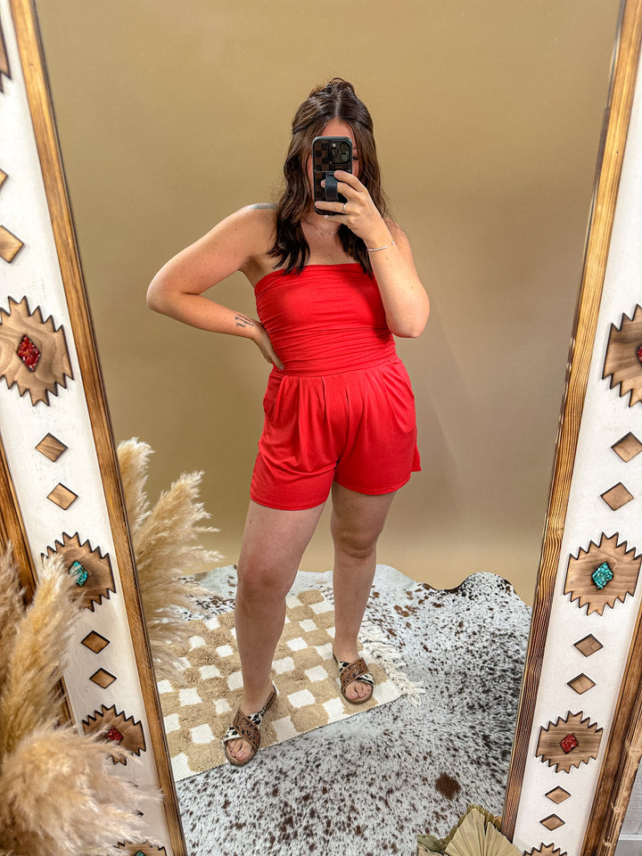 Essentials Romper: Cherry Red