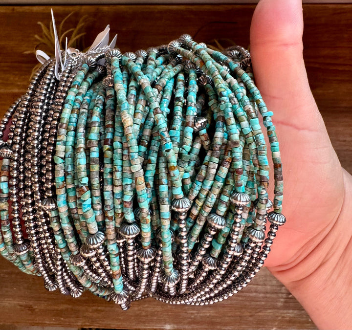 Blue-Green Turquoise Heishi Choker – 14"