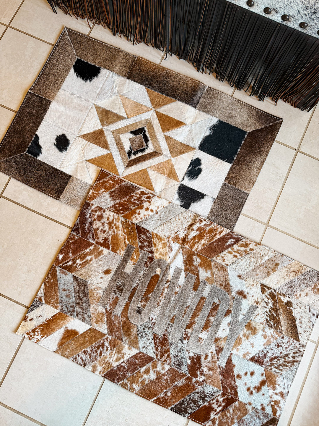 Howdy Cowhide Welcome Mat