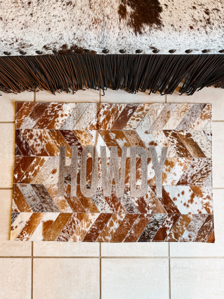 Howdy Cowhide Welcome Mat