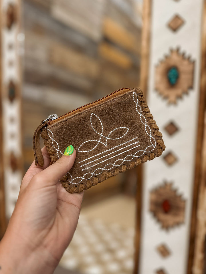 Boot Stitch Coin Purse: Brown