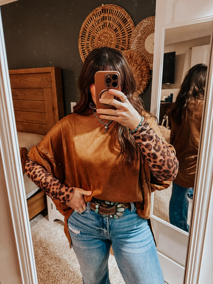 Suede & Stud Espresso Top