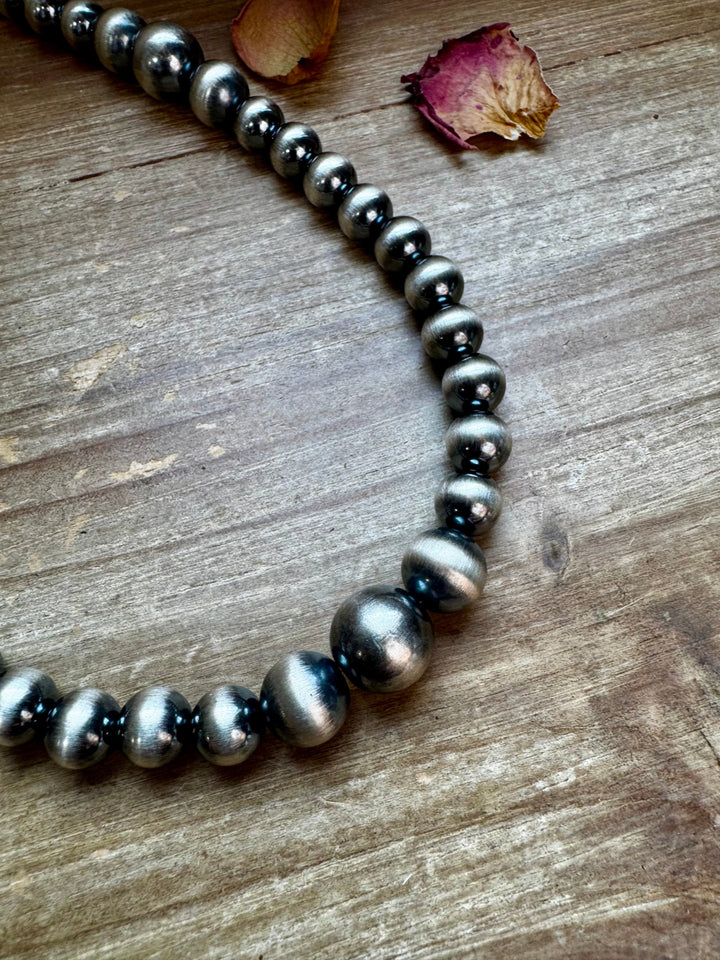 Graduated Silver Pearl Necklace - 20.5” - 10 to 14mm