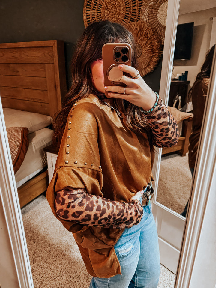 Suede & Stud Espresso Top