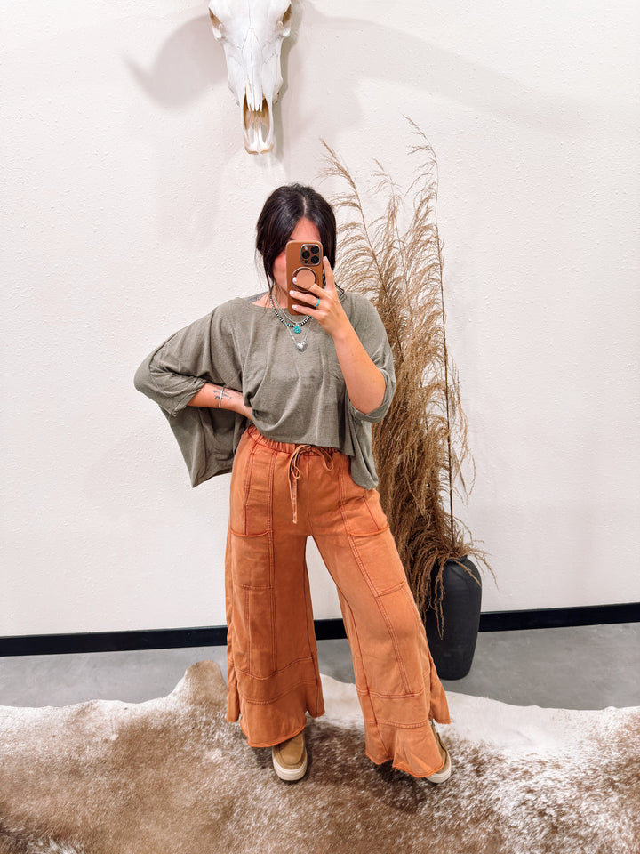 Sand Dune Wide Leg Pant: Terracotta