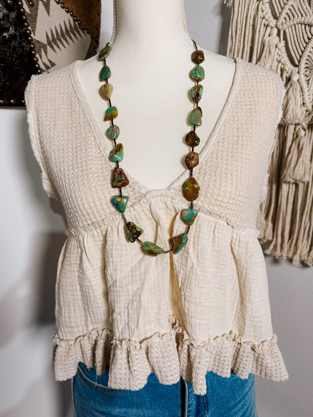 34” Turquoise Nugget Necklace