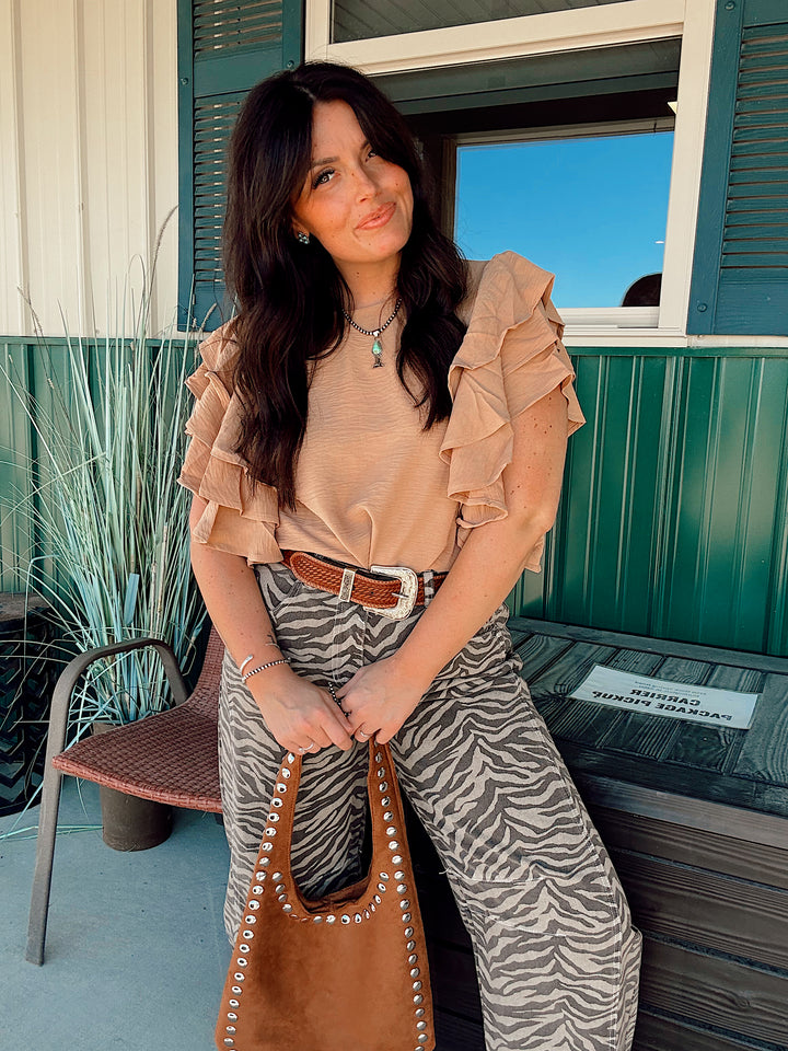 Sabrina Ruffle Blouse: Creamsicle