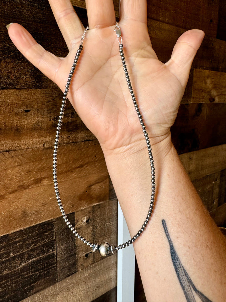 Silver Pearl Chocker - 14” - 3 mm & 10 mm