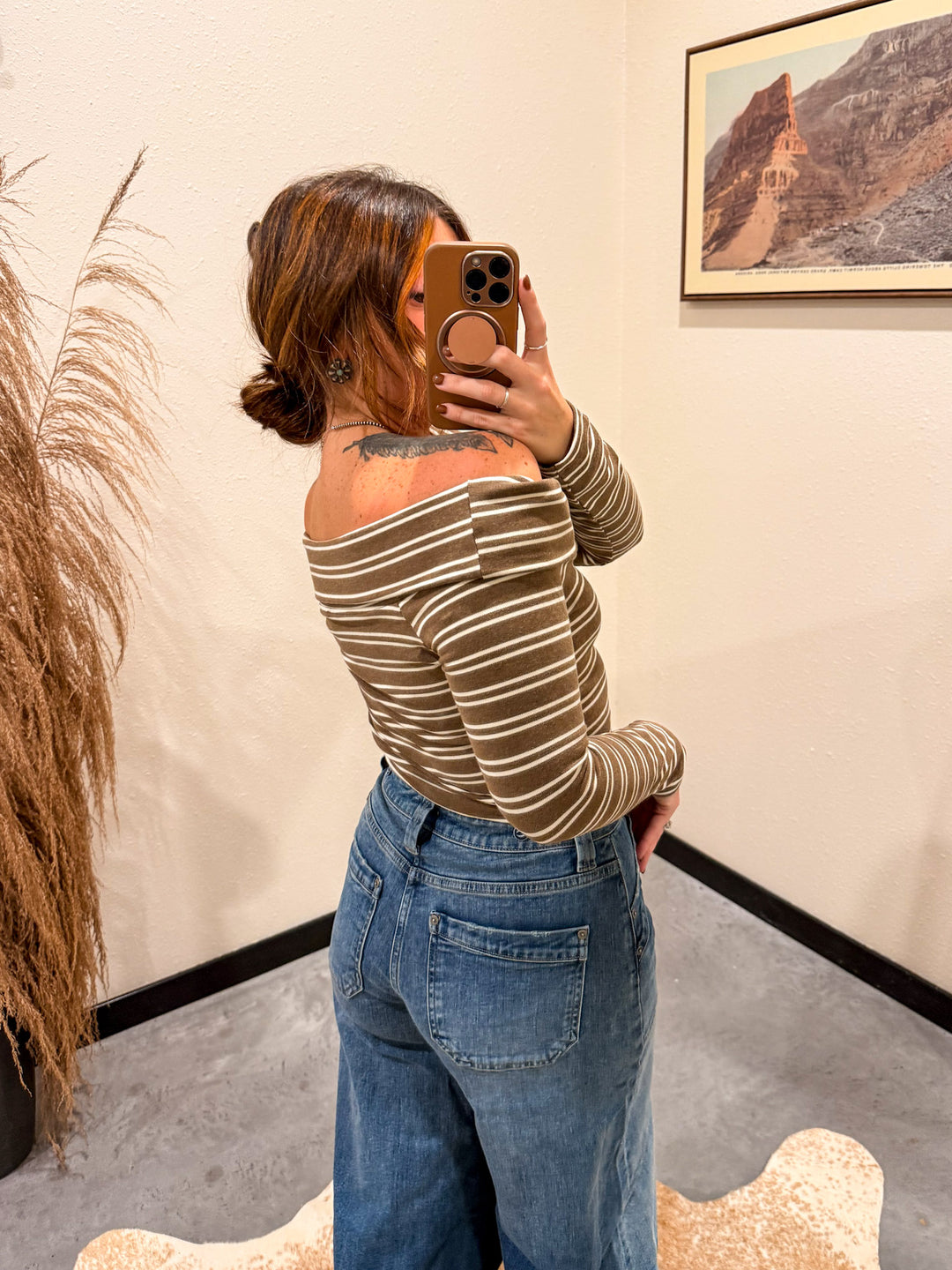 Stripes Off Shoulder Top