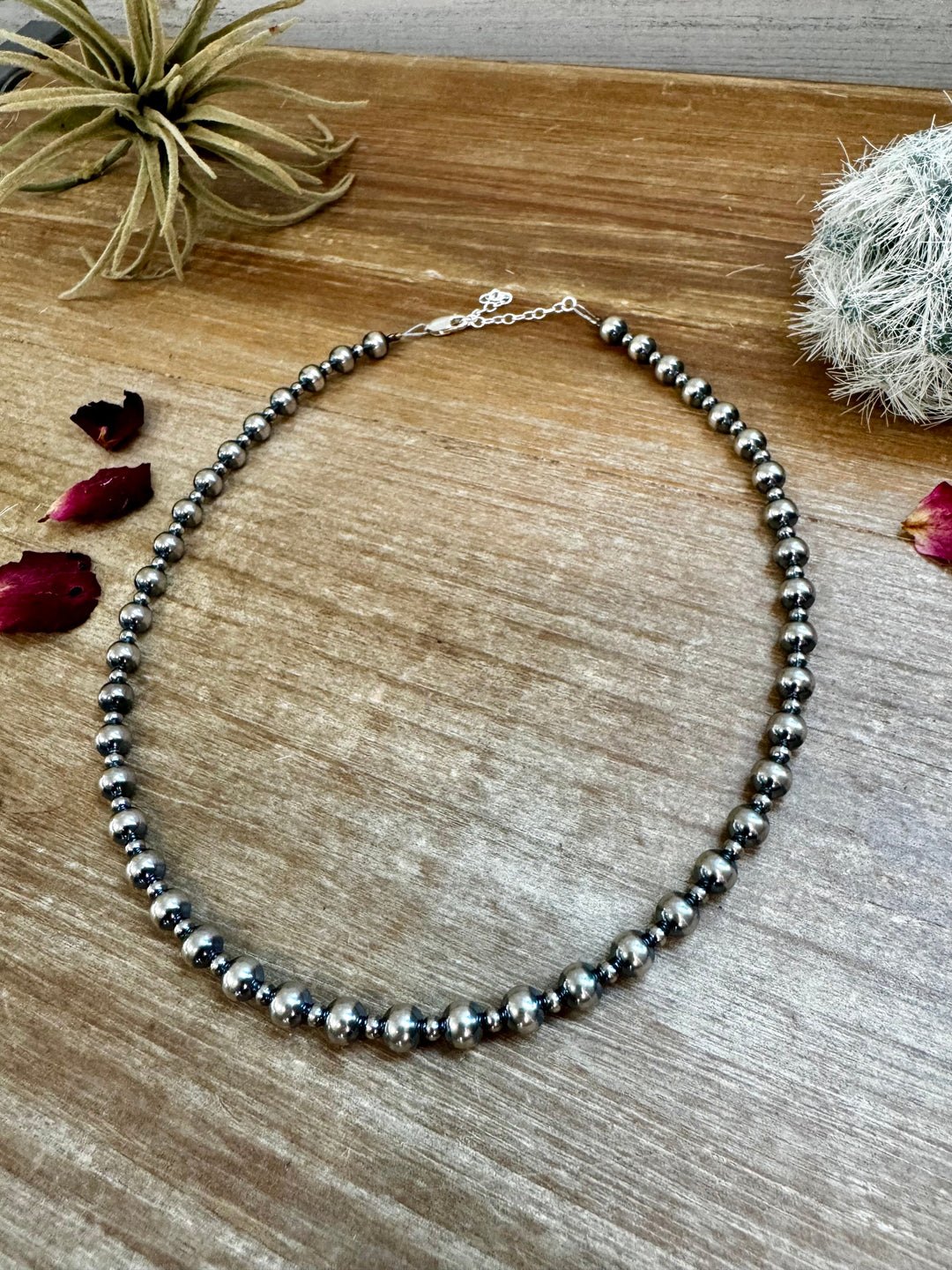 14" 6mm & 3mm Sterling Silver Pearl Choker