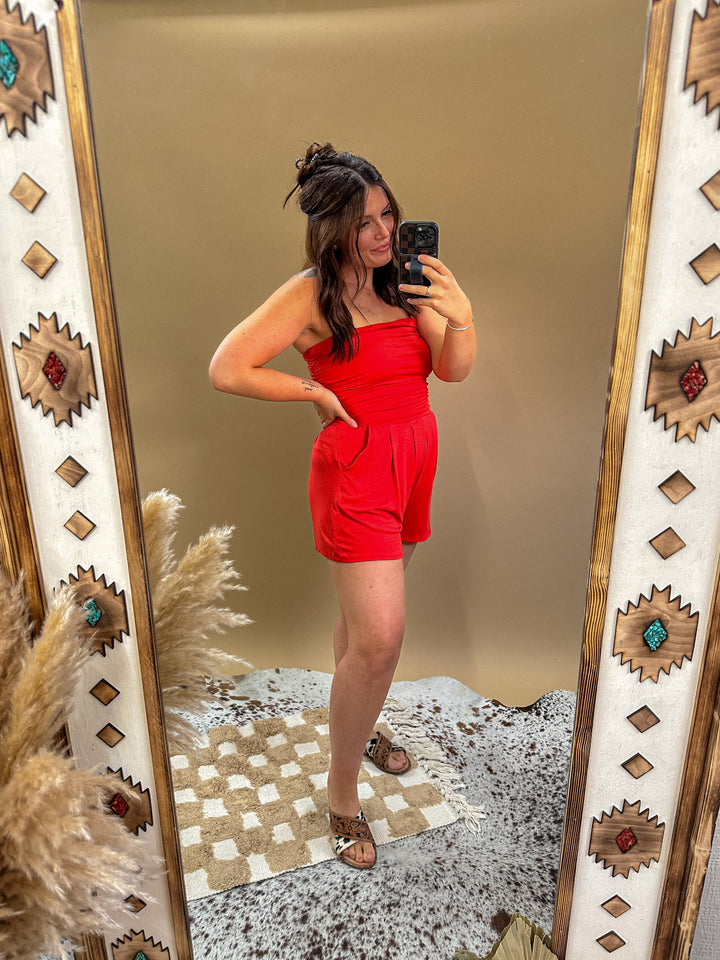 Essentials Romper: Cherry Red