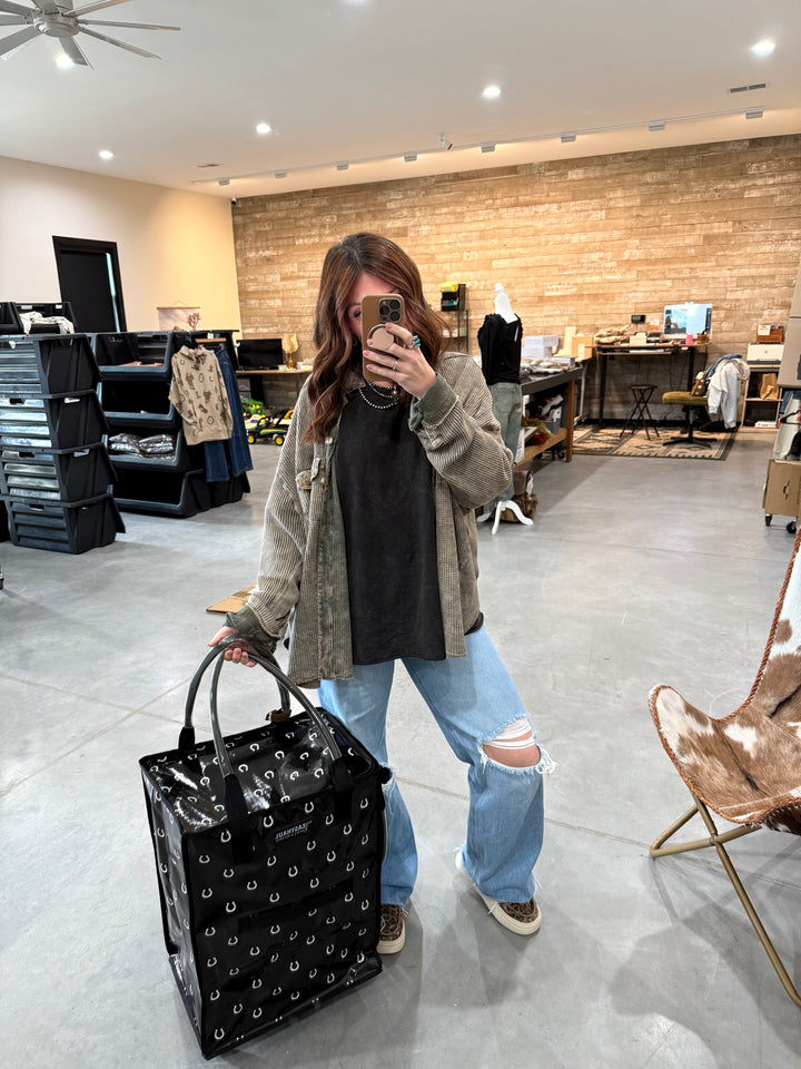 Horseshoe Haul Rolling Tote Bag (16x12x22)
