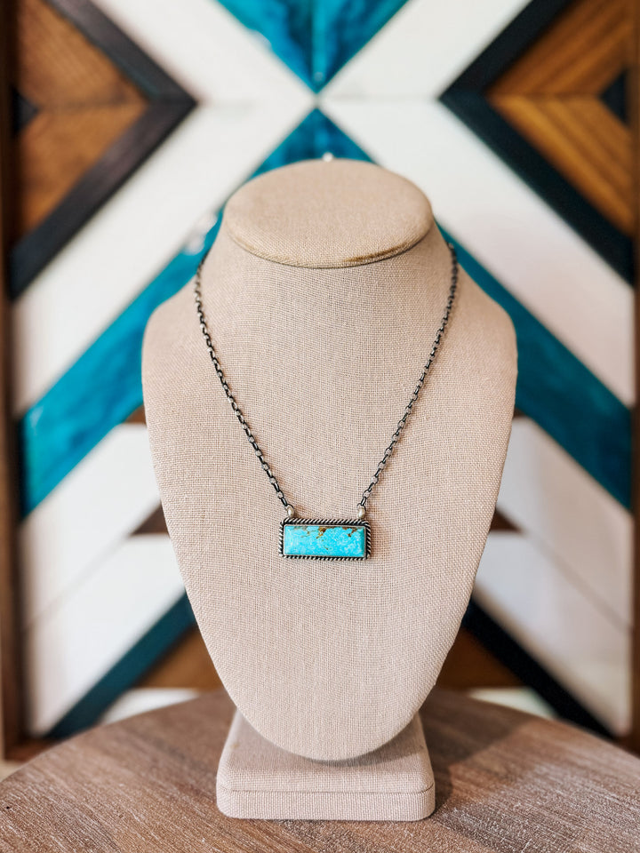 Kingman Turquoise Bar Necklace