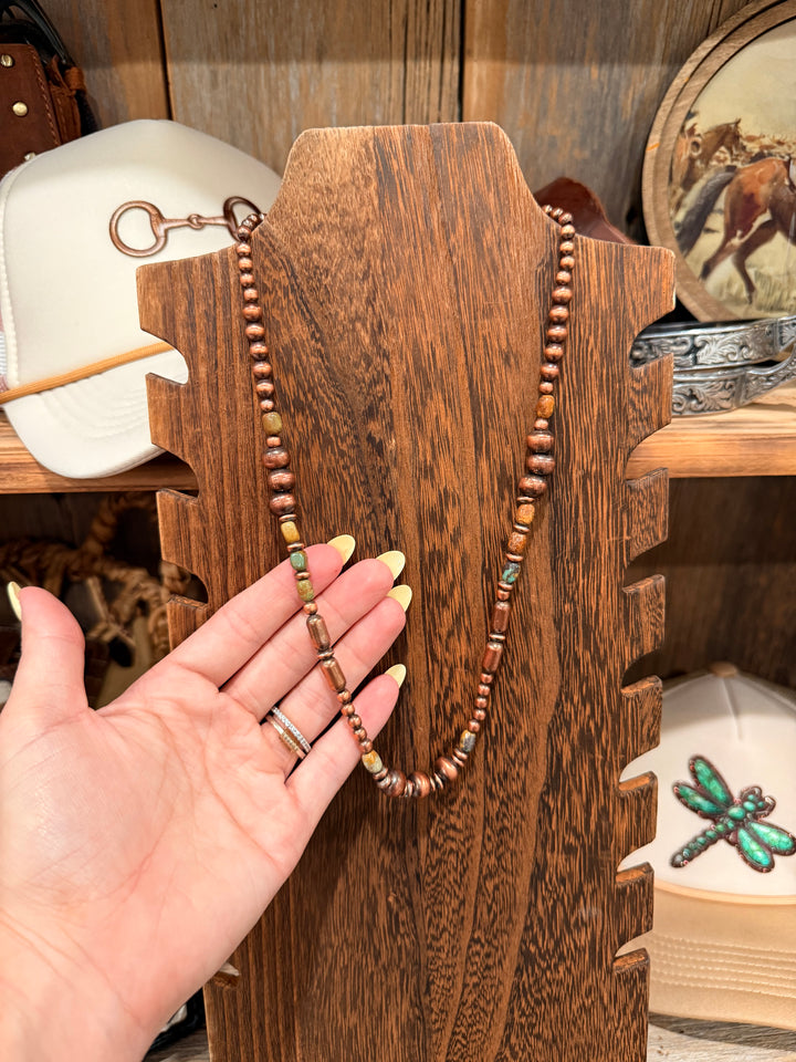 Copper and Royston Turquoise 20” Necklace