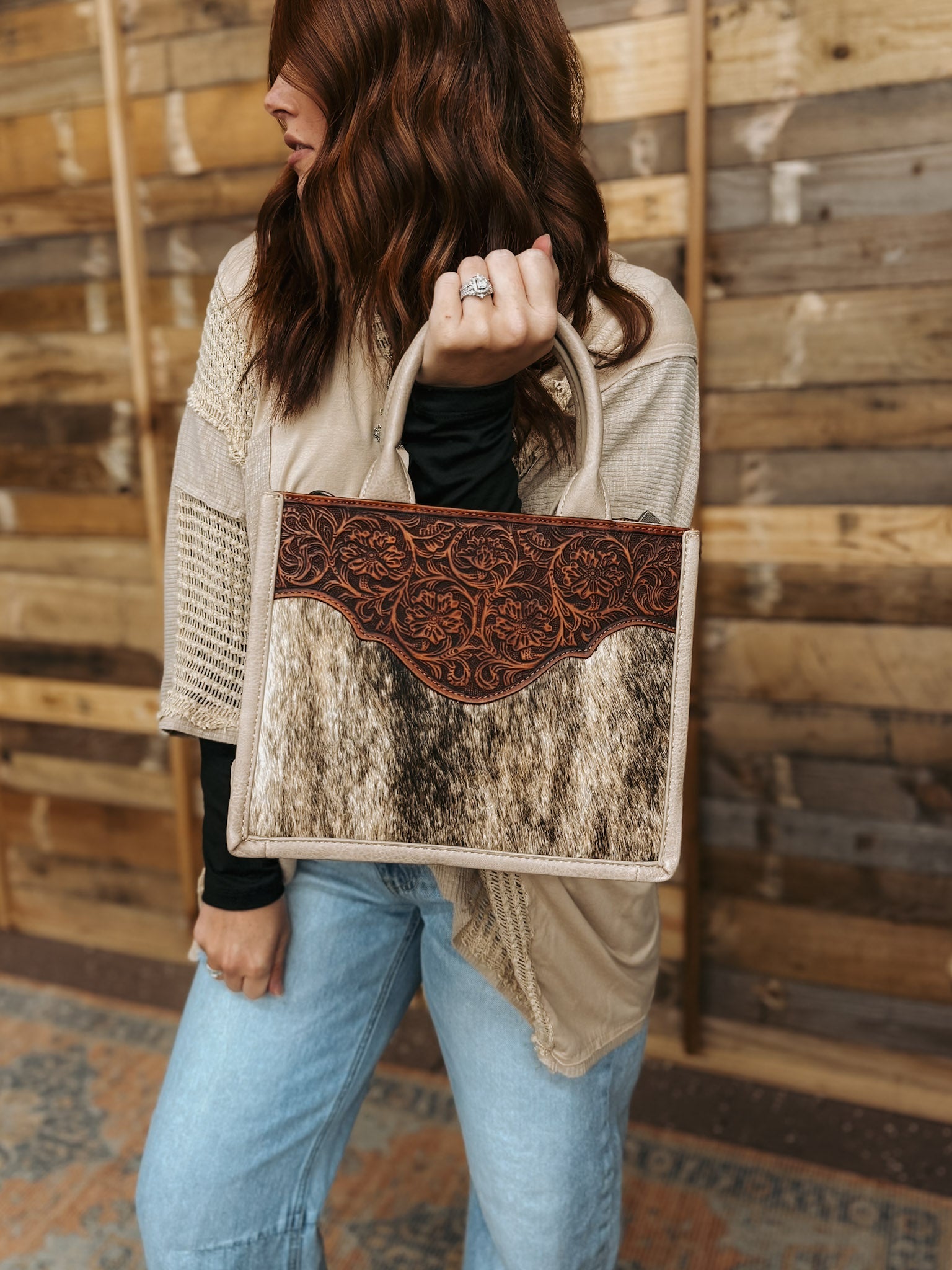 Cowhide tote purse online