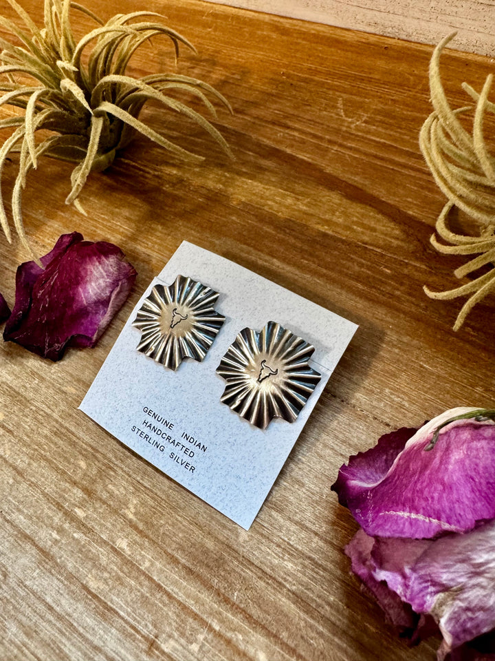 Longhorn Square Cross Stud Earrings