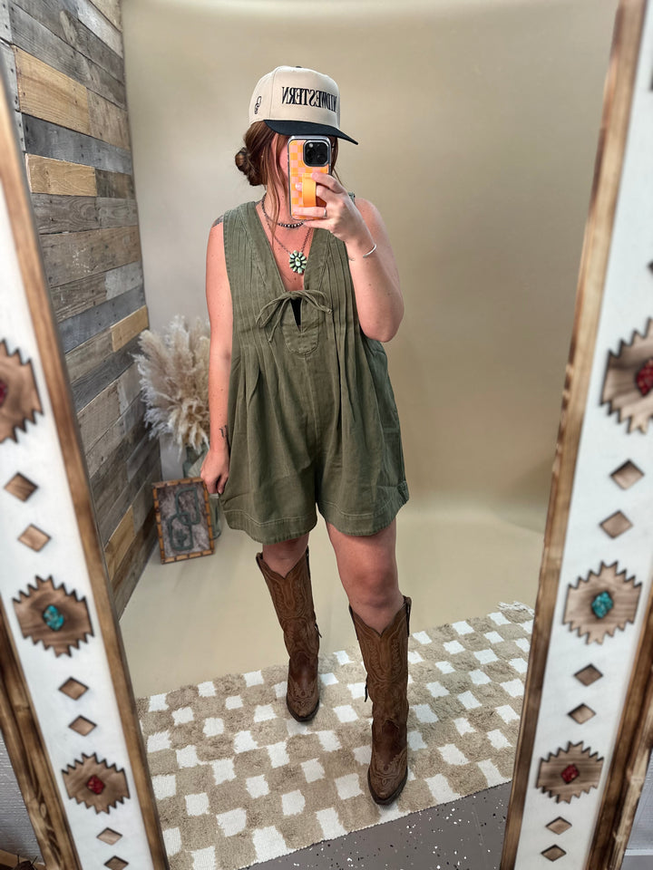 Kick Back Romper: Olive