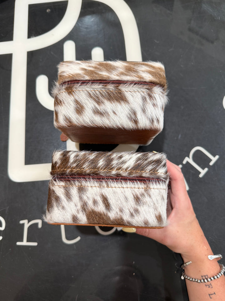 Cowhide & Tooled Leather Jewelry Box: Floral Gates