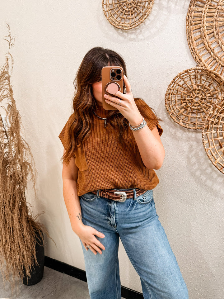 Sedona Knit Vest: Deep Camel