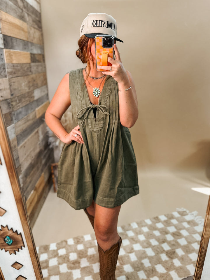 Kick Back Romper: Olive