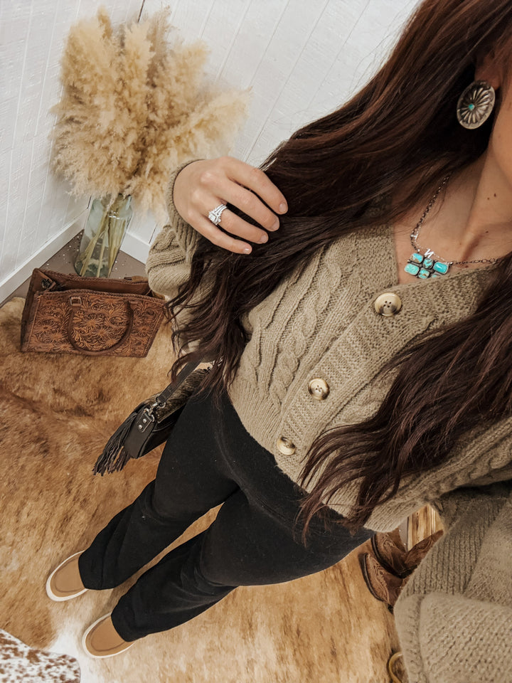 Chunky Knit Cardigan: Mocha