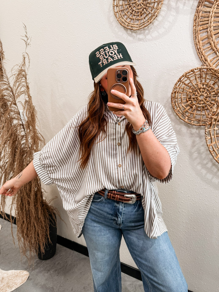 Blaire Striped Button Up Blouse