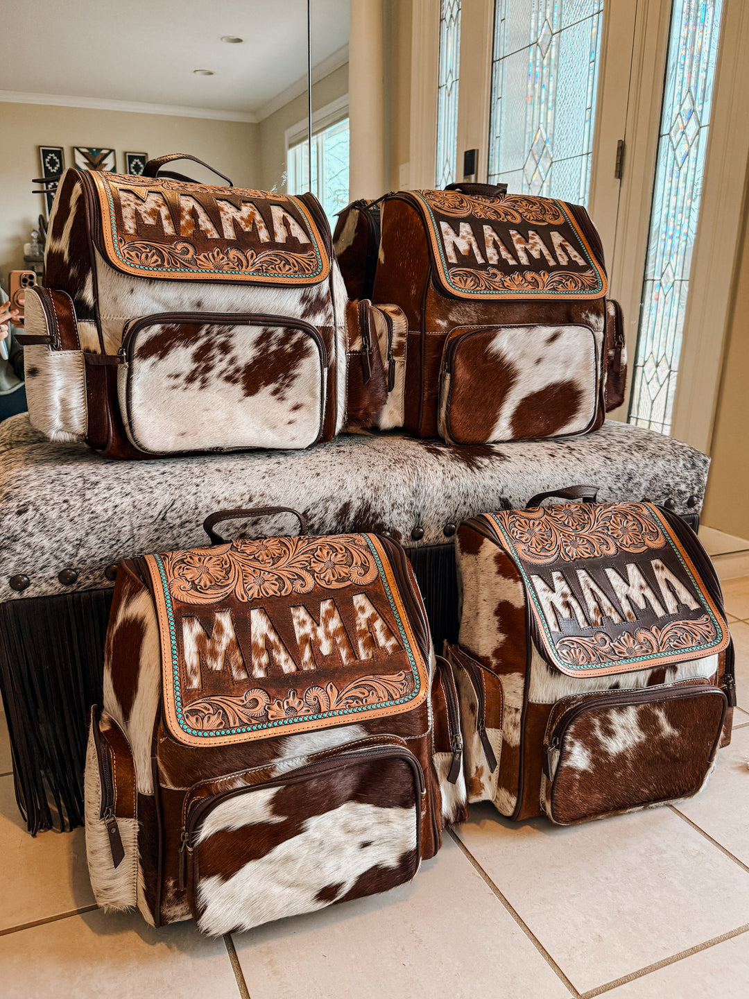 MAMA Cowhide Inlay Backpack