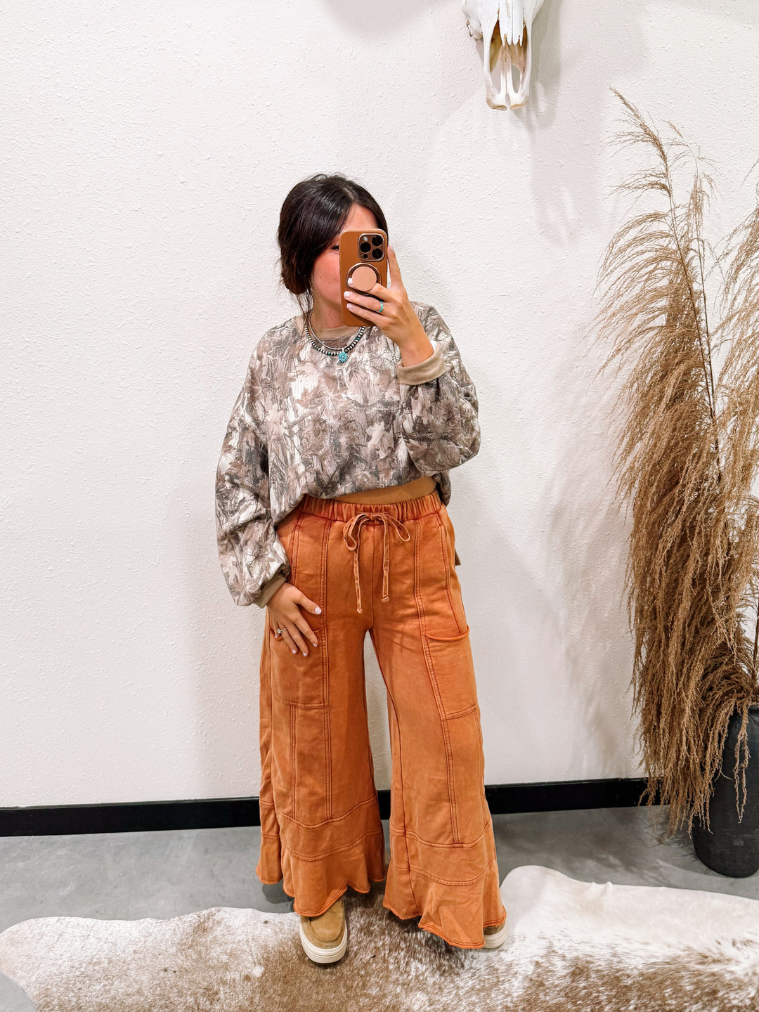 Sand Dune Wide Leg Pant: Terracotta