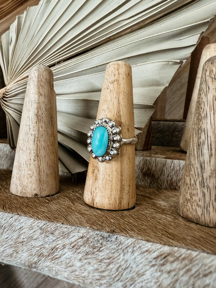 Beaded Kingman Single Stone Ring