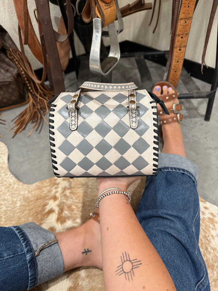 Grey Check Mini Speedy Purse