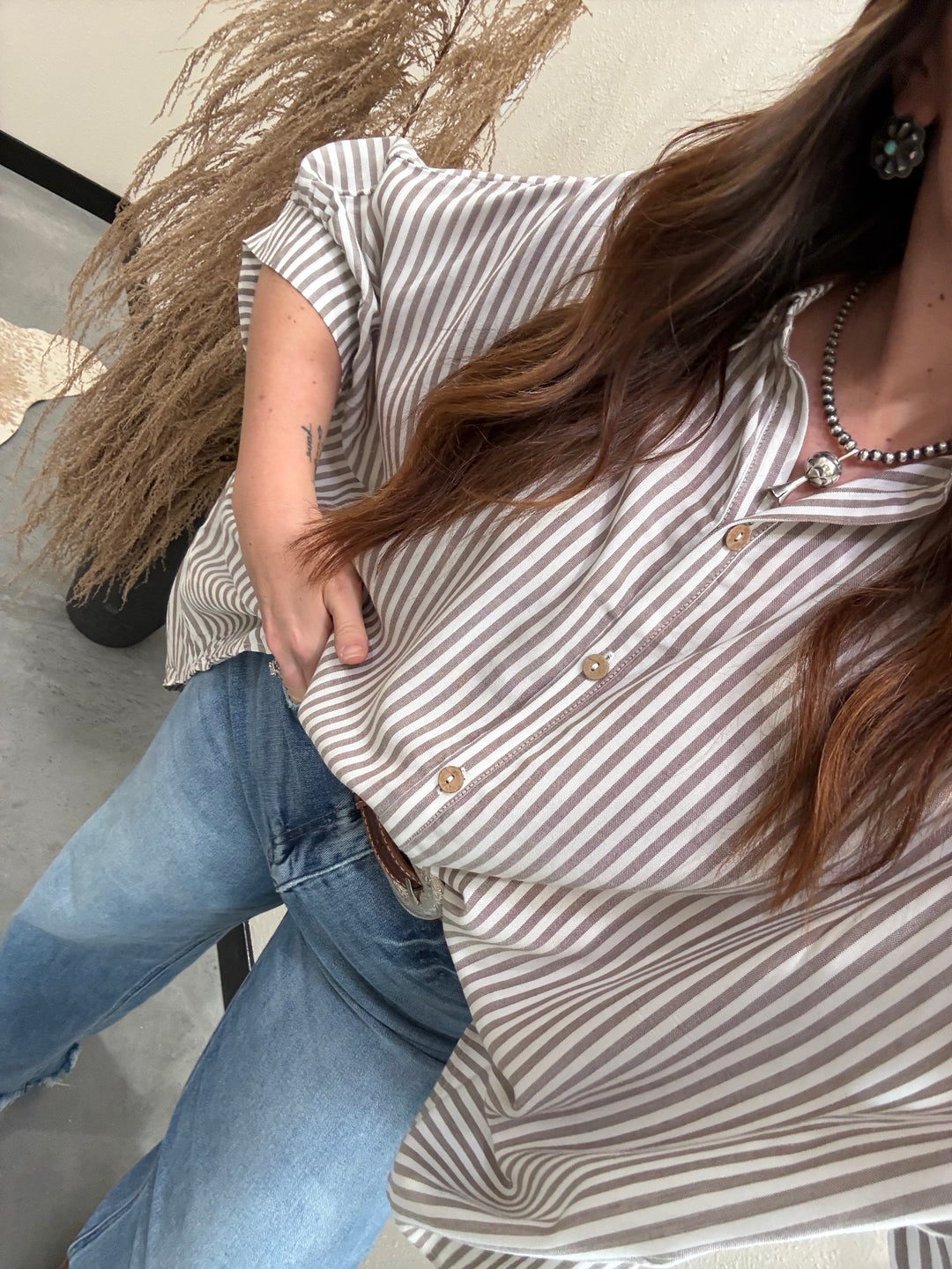 Blaire Striped Button Up Blouse