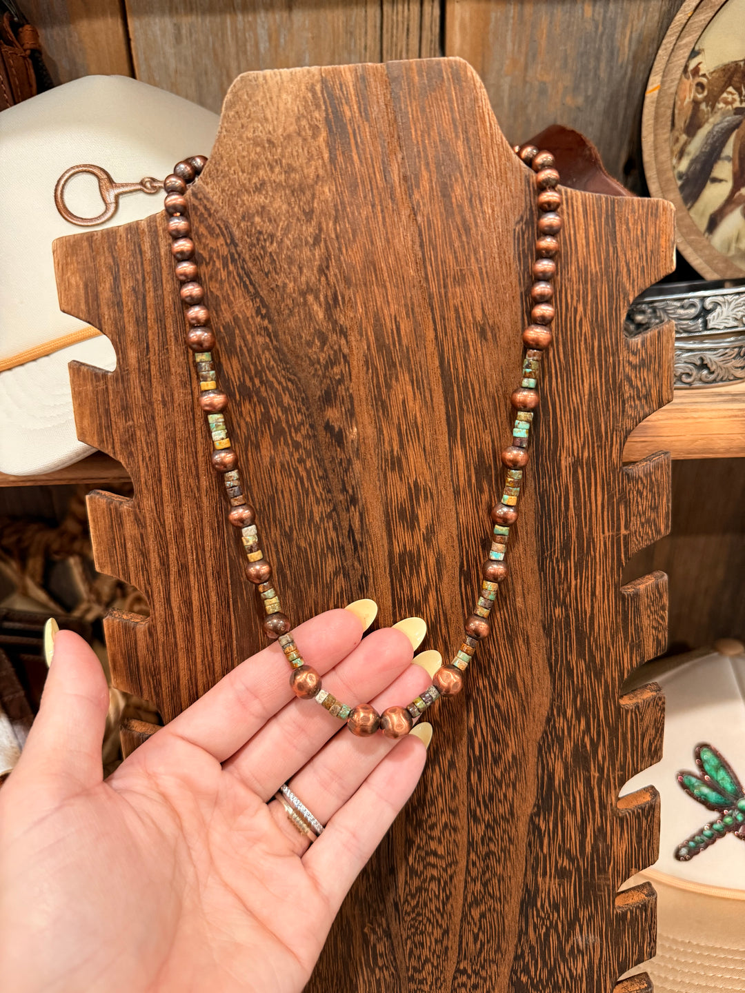 Copper and Royston Turquoise 18” Necklace