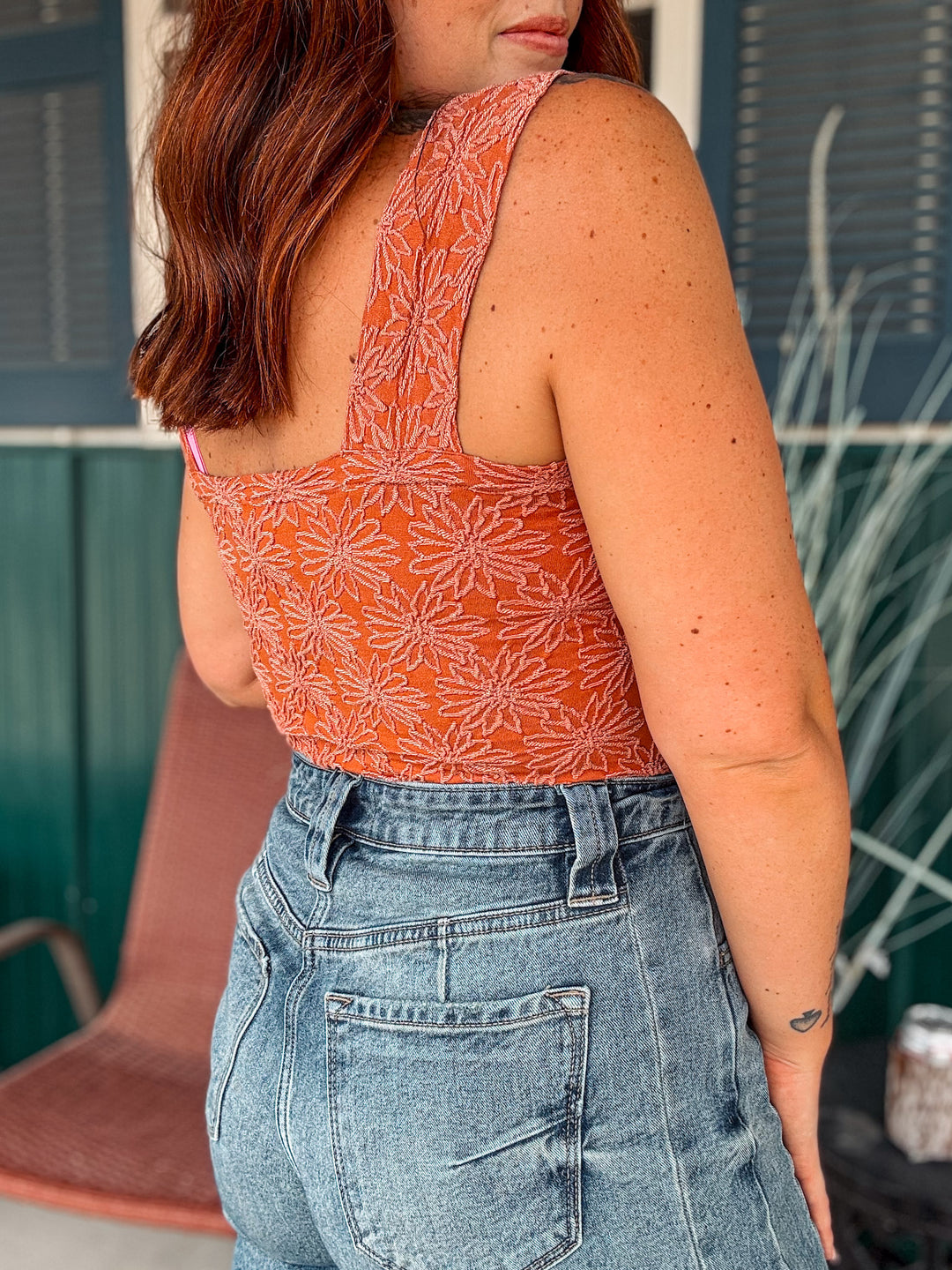 Floral Jacquard Seamless Tank Top: Canyon
