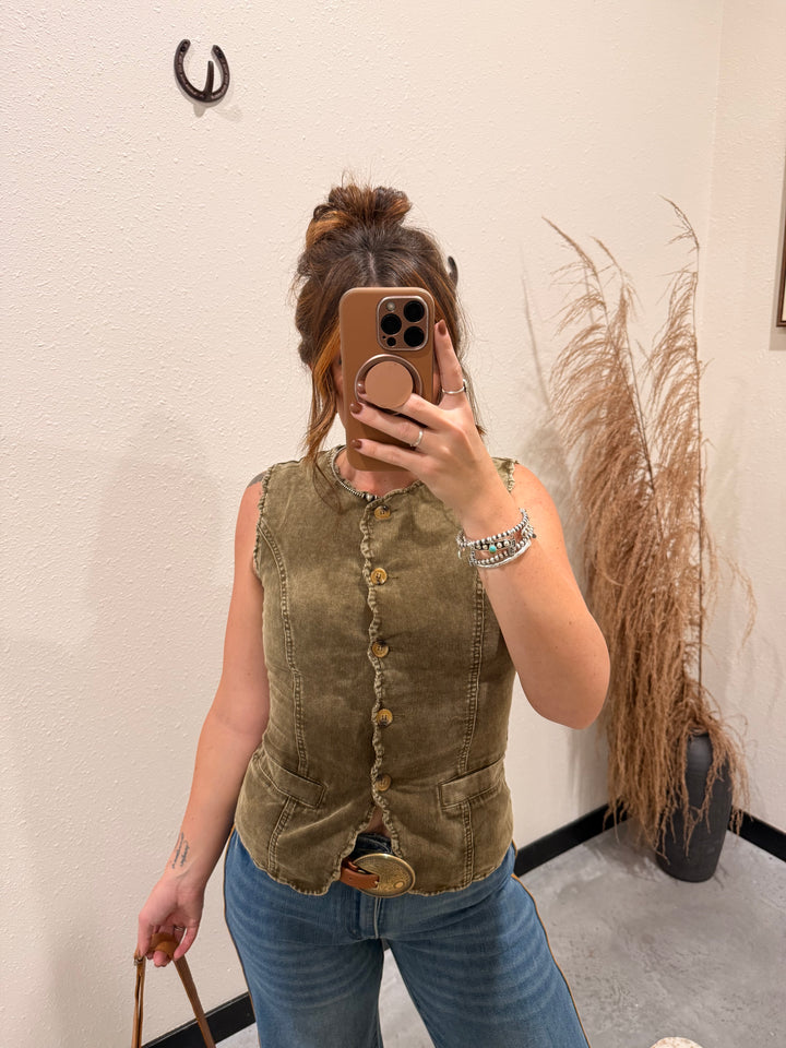 Corduroy Scallop Vest Top