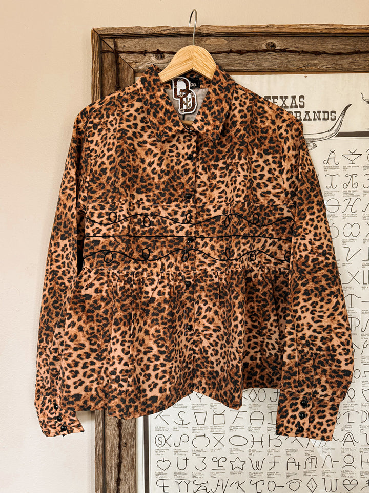 Loopty Leopard Snap Up Top