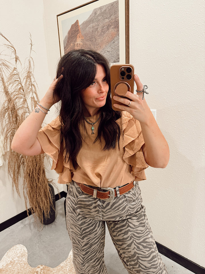 Sabrina Ruffle Blouse: Creamsicle