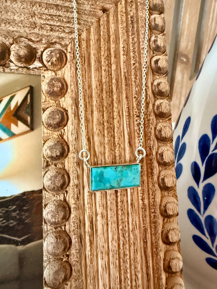 Dainty Kingman Turquoise Bar Necklace