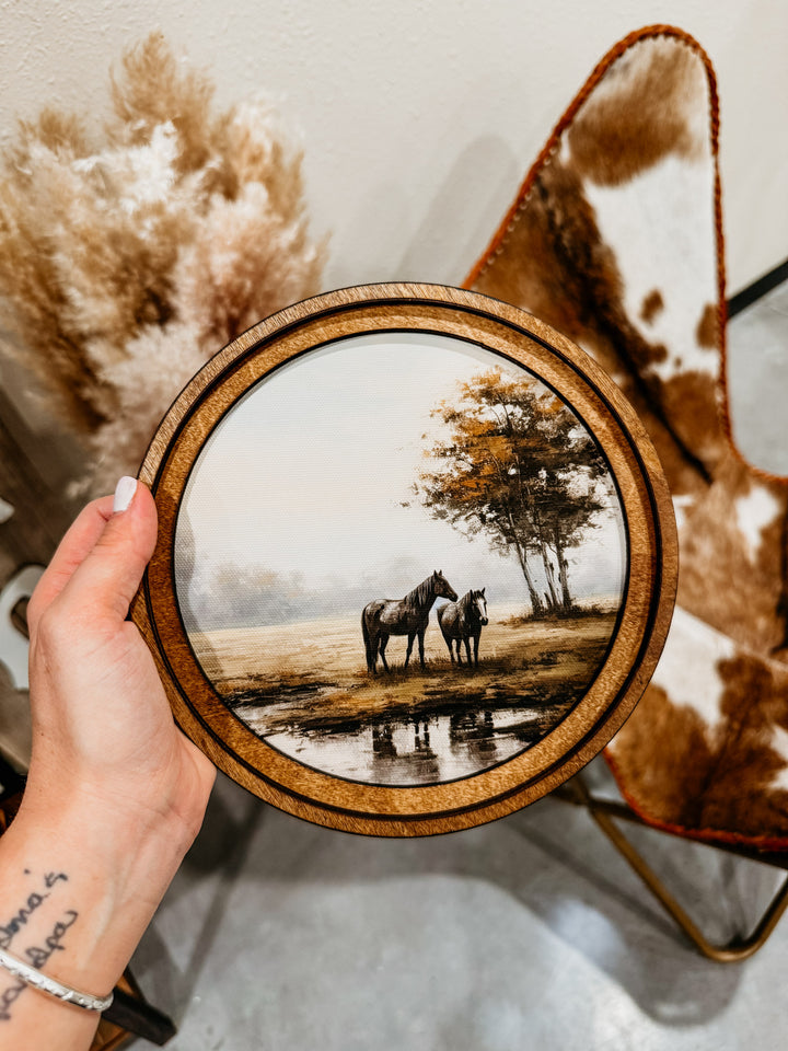 Antique Horses Circle Art