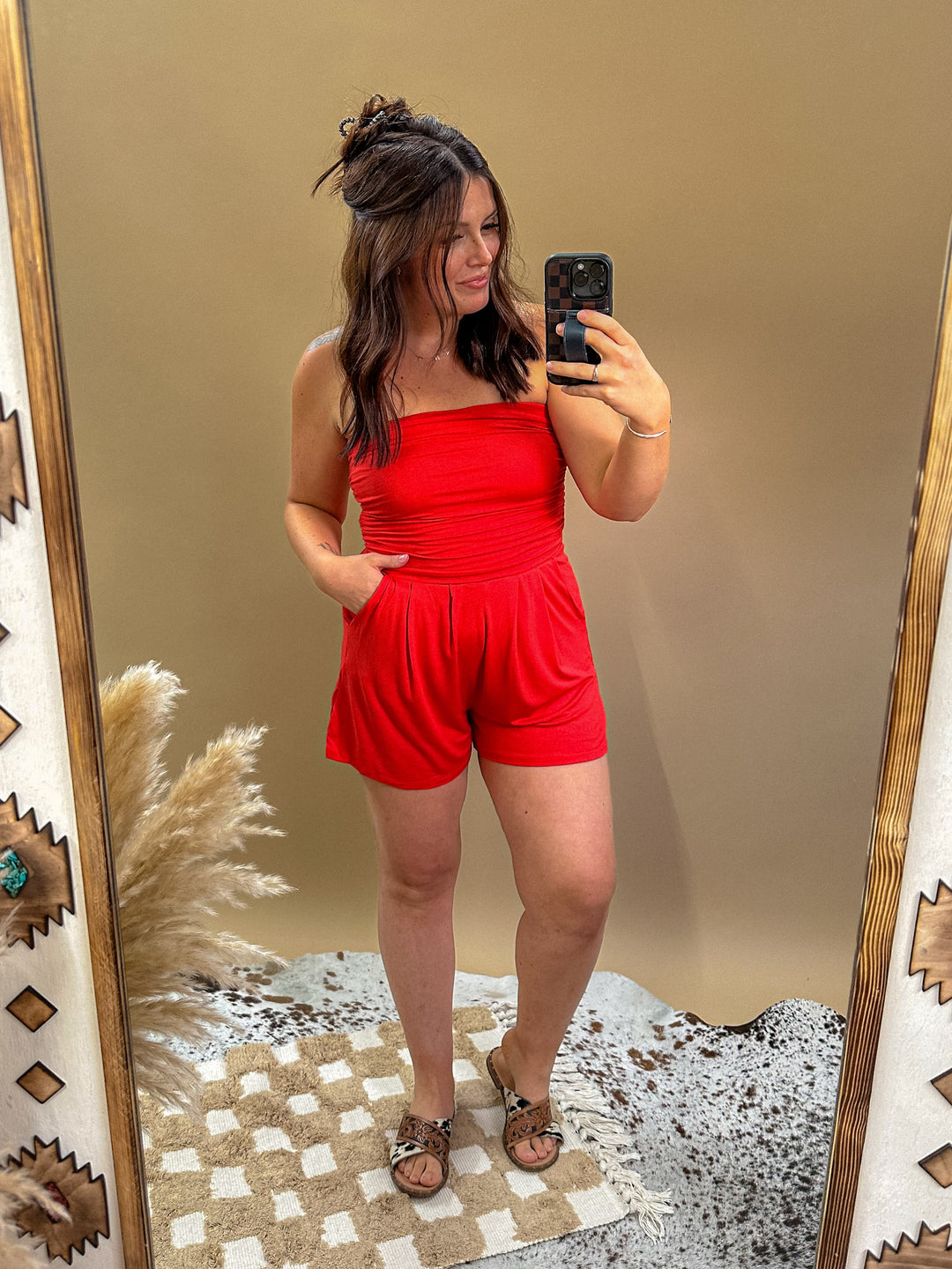 Essentials Romper: Cherry Red