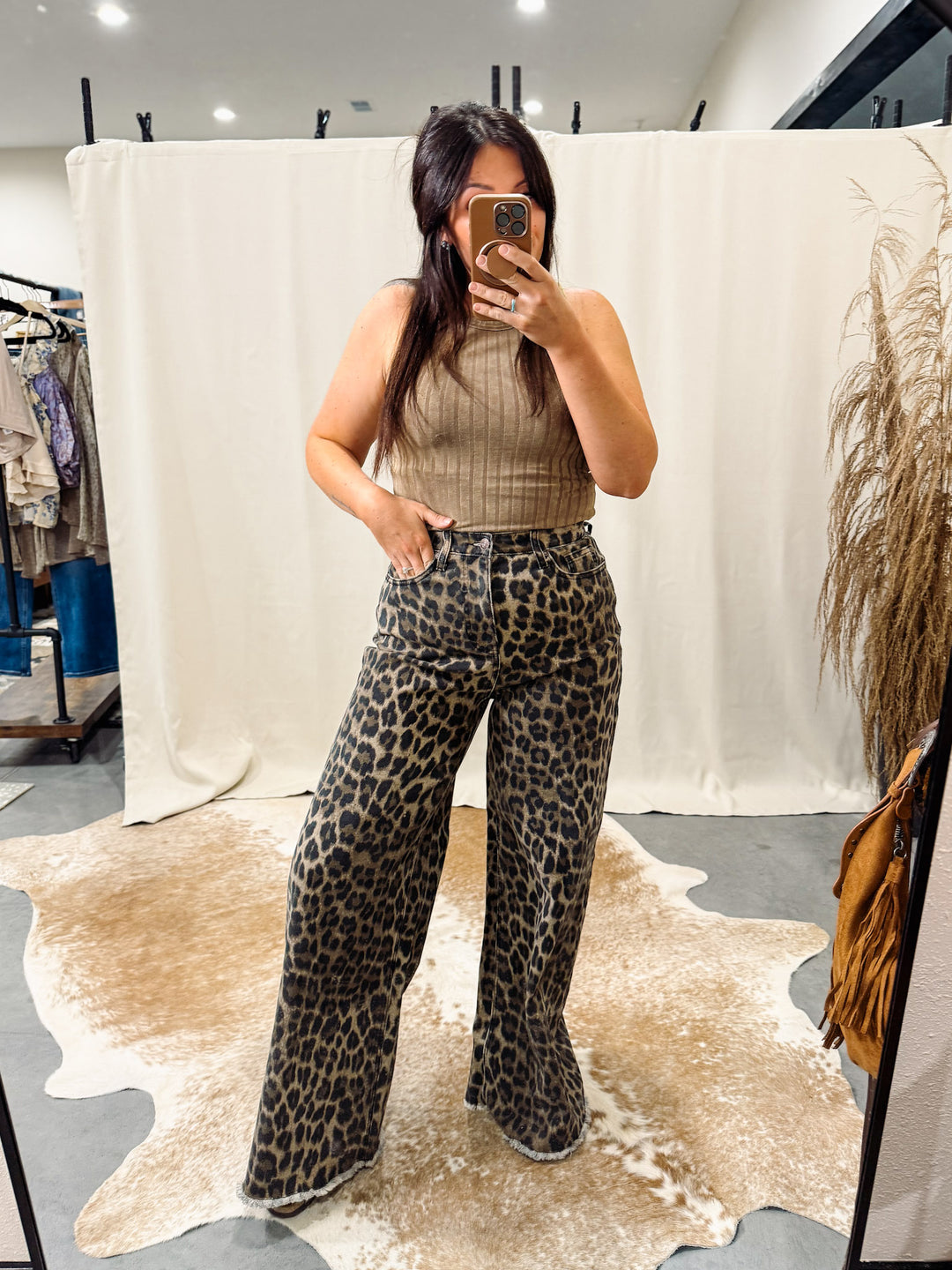 Saige: Cheetah Girl Wide Leg Jean