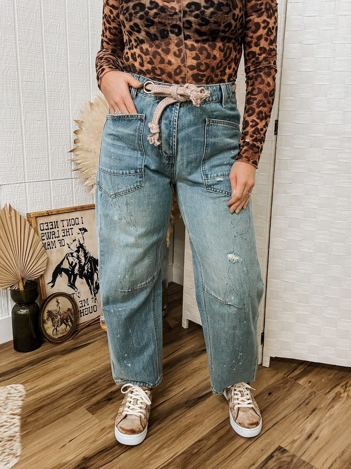 Braided Barrel Jeans