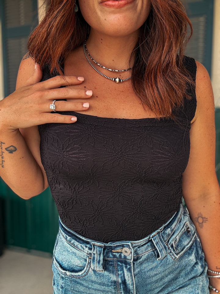 Floral Jacquard Seamless Tank Top: Coal Train