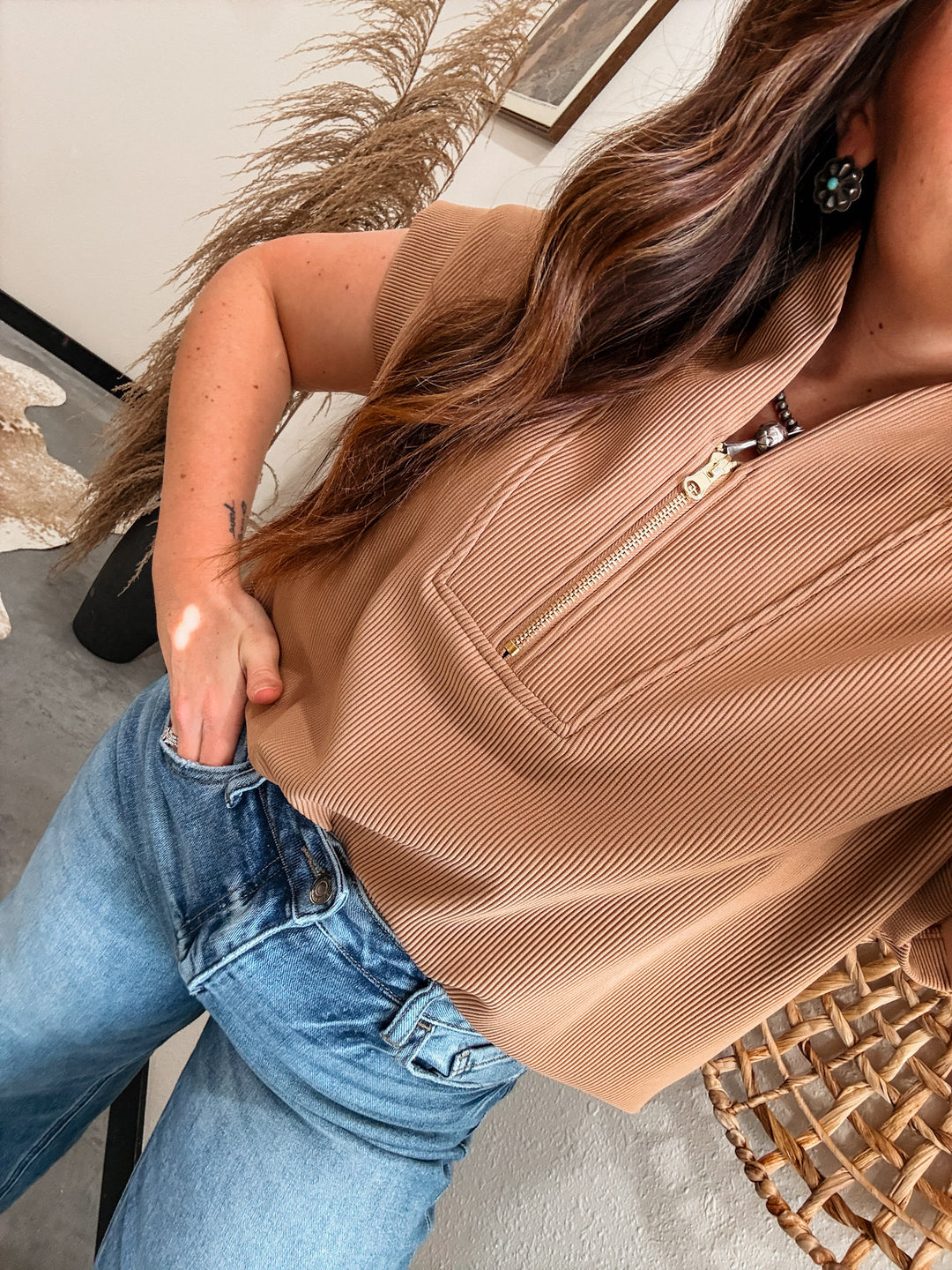 Kelsie Top: Deep Camel