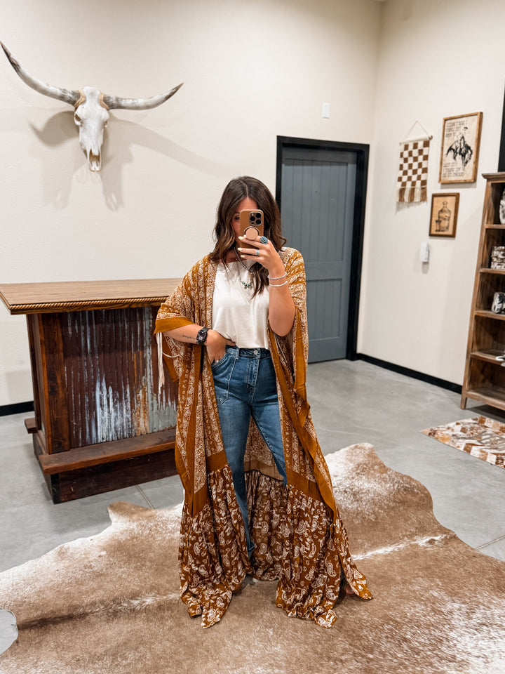 Paisley Cast Away Kimono: Rust