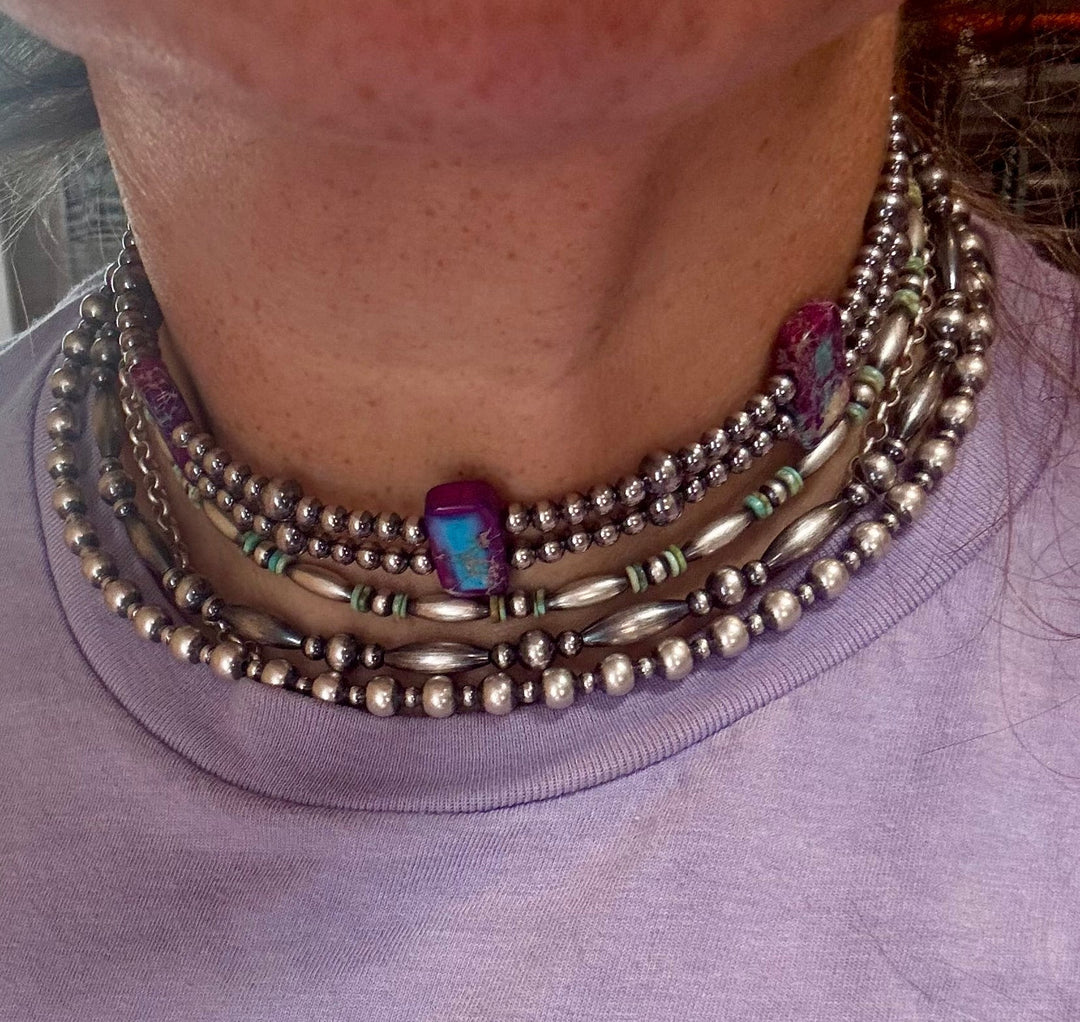 Green/Blue Double Strand Necklace – 13”