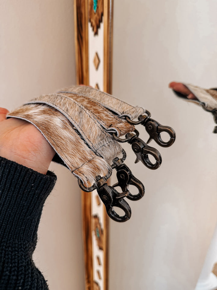Running Late Cowhide Wristlet